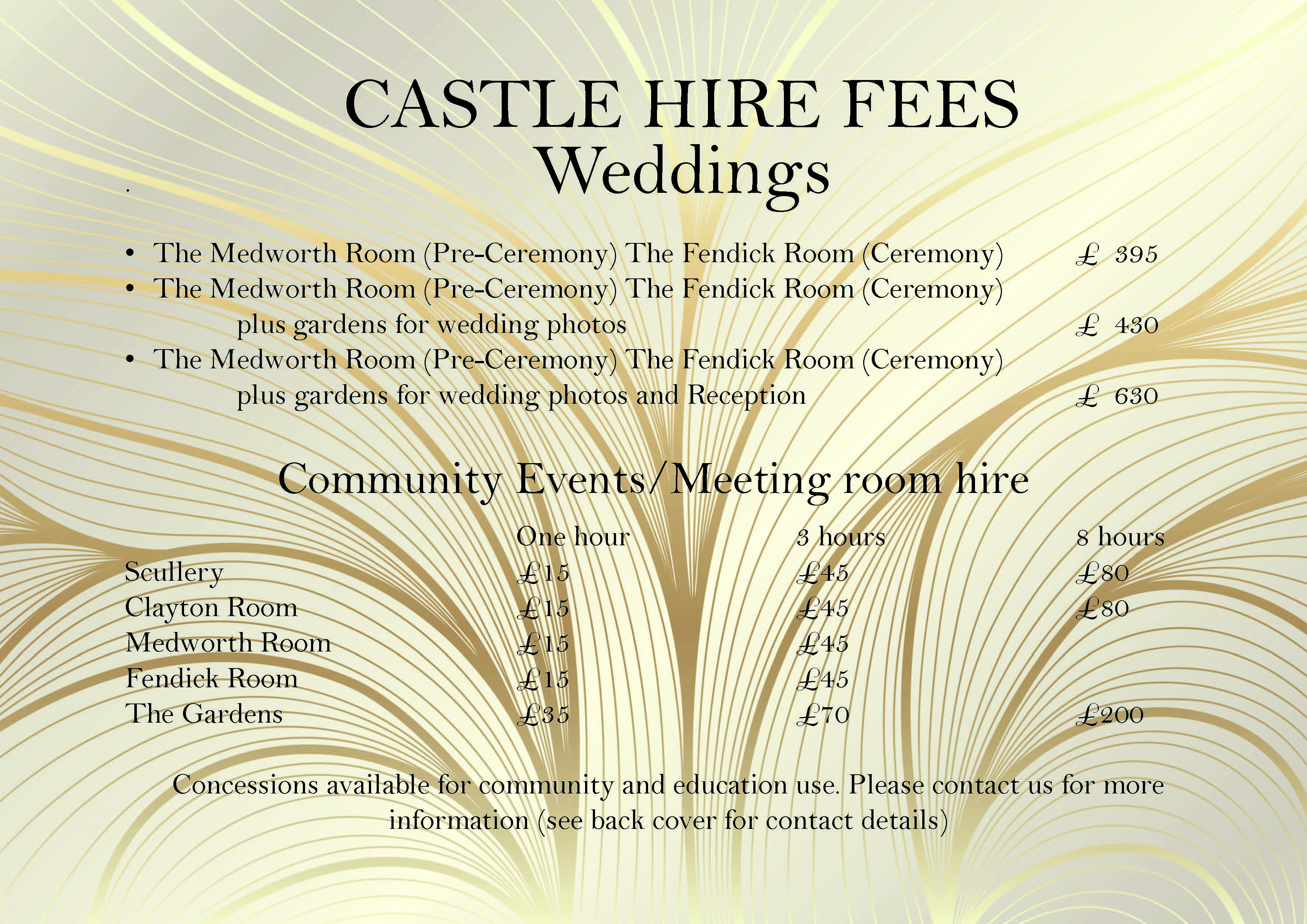 Castle hire fees